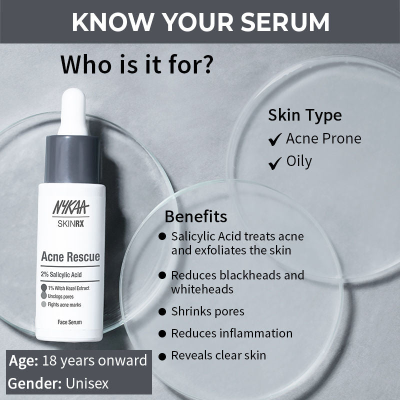 Nykaa SKINRX 2% Salicylic Acid Face Serum For Acne, Blackheads, Whiteheads & Clear Skin (25ml)