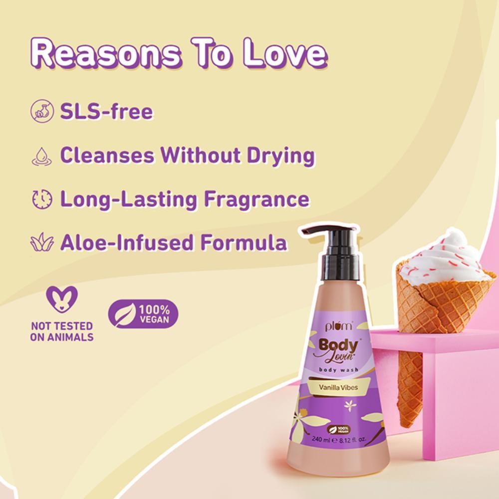 Plum BodyLovin' Vanilla Vibes Body Wash - Warm Vanilla SLS-Free (240ml)