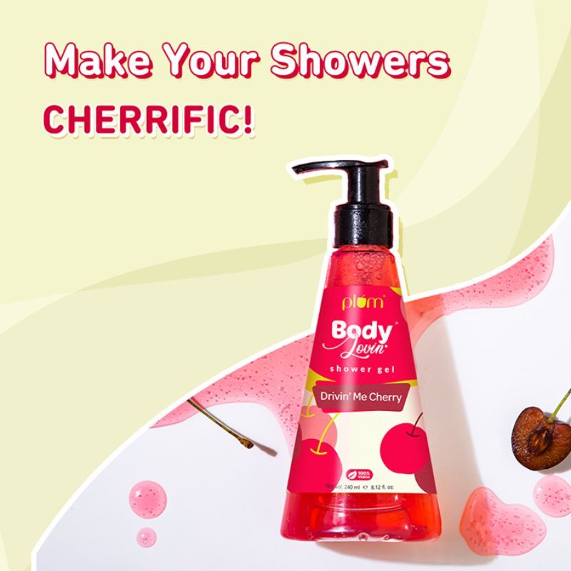 Plum BodyLovin' Drivin' Me Cherry Shower Gel - Fruty SLS-Free Body Wash (240ml)