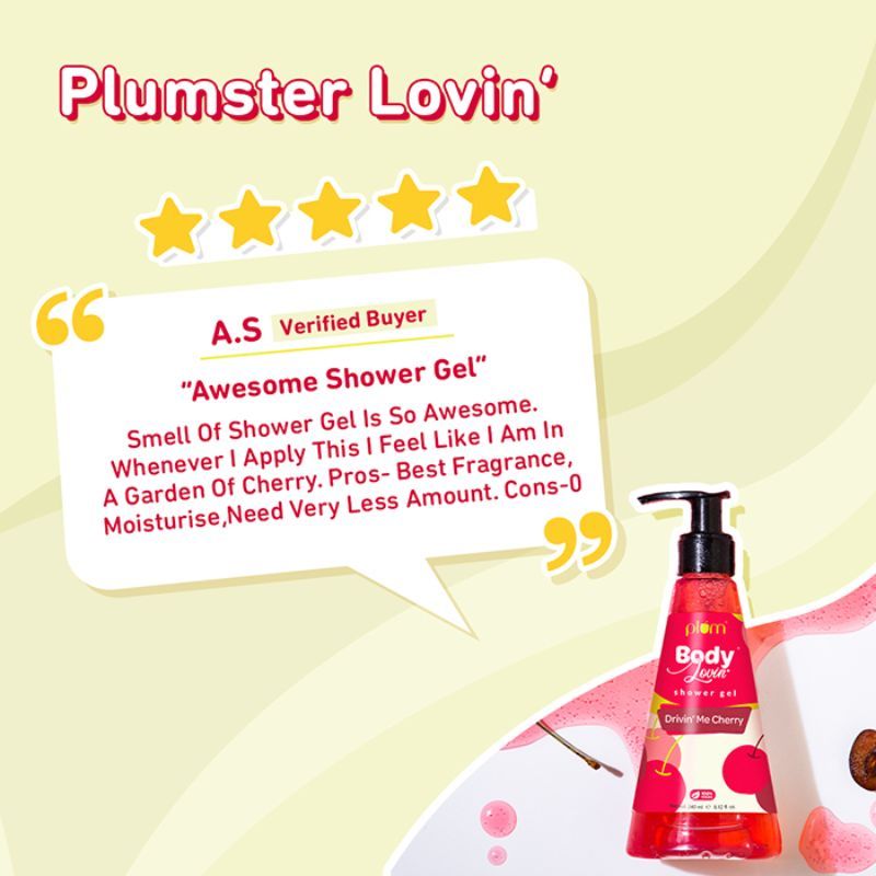 Plum BodyLovin' Drivin' Me Cherry Shower Gel - Fruty SLS-Free Body Wash (240ml)